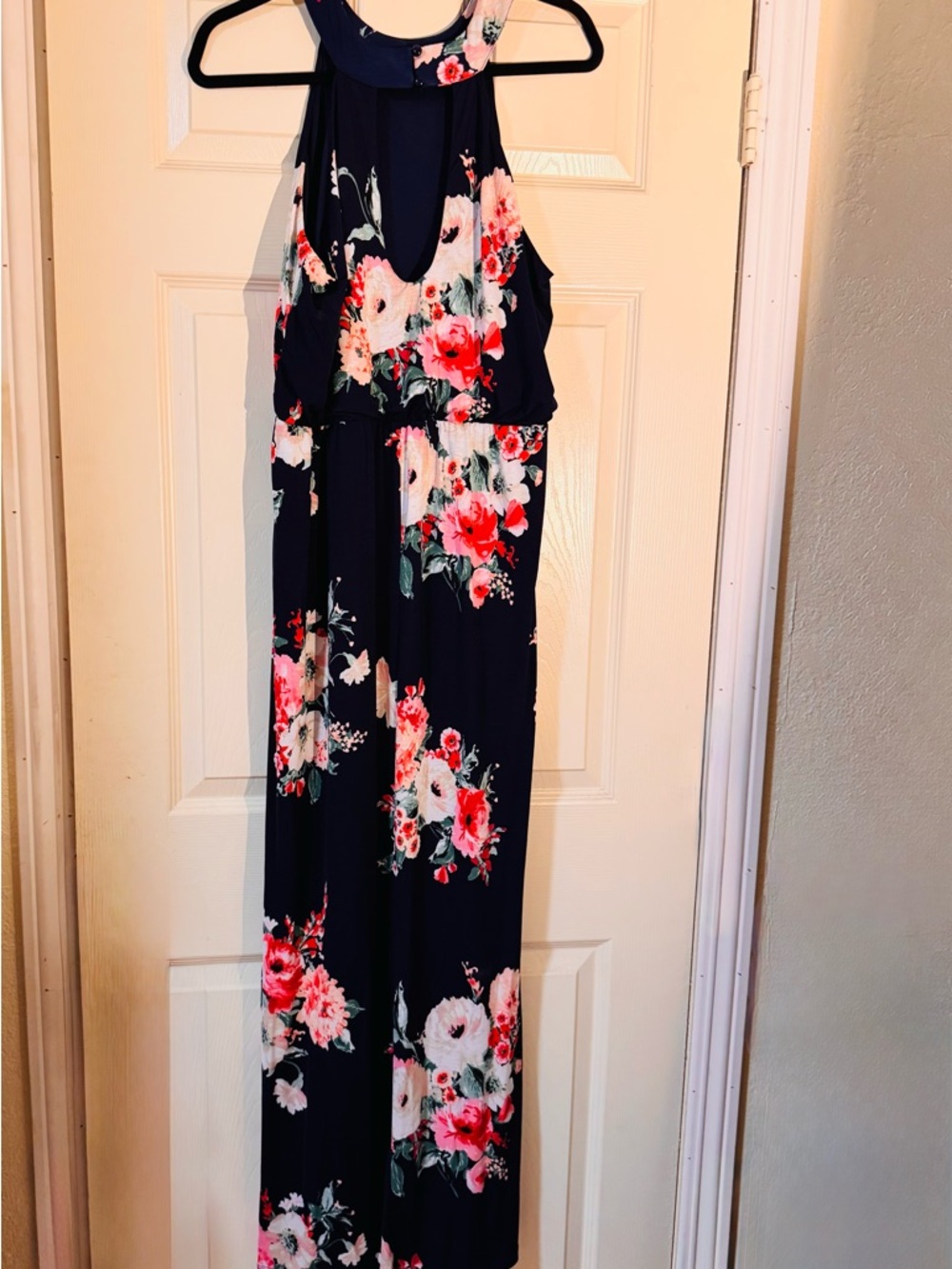 Three Hearts Navy Floral Halter-Style Maxi XXL